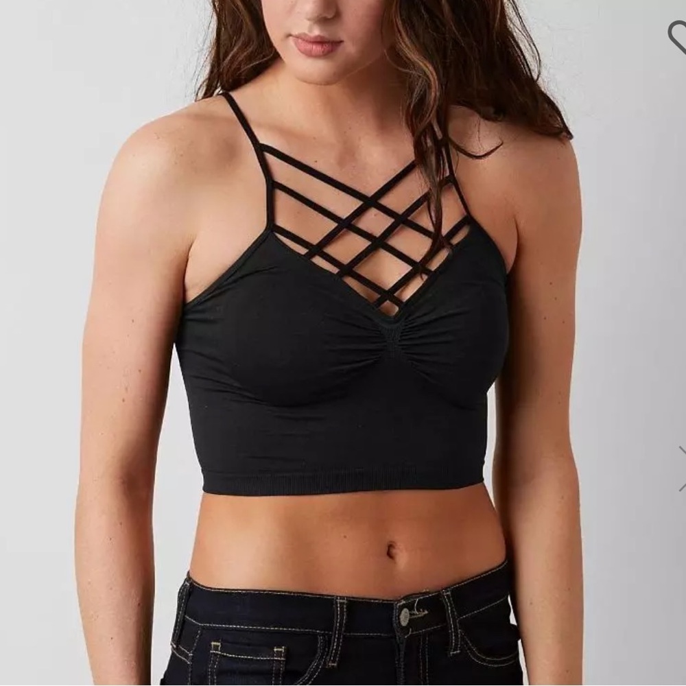 NWOT SUZETTE COLLECTION BLACK SPIDER CAGE BRALETTE / CROPPED TOP